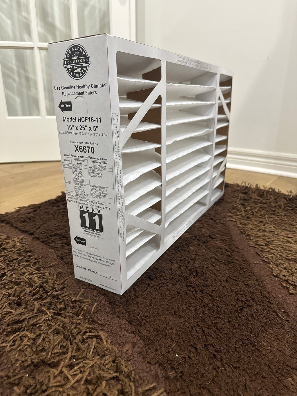 16x25x5 Furnace Air Filter MERV 11 Pleated - High-Efficiency Replacement Filter Actual size 15 3/4" x 24 3/4" x 4 3/8"