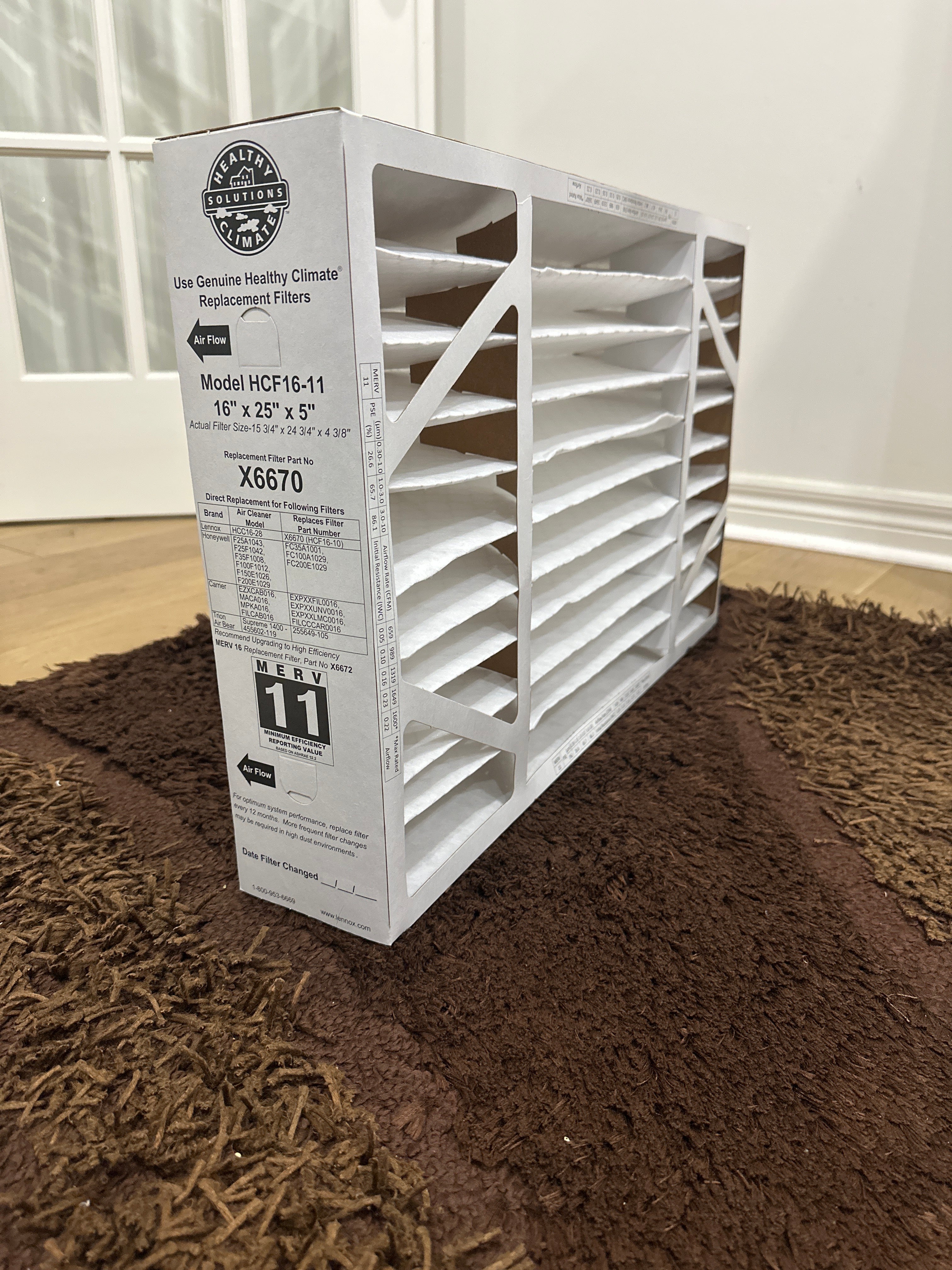 16x25x5 Furnace Air Filter MERV 11 Pleated - High-Efficiency Replacement Filter Actual size 15 3/4" x 24 3/4" x 4 3/8"